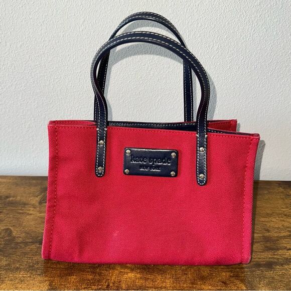 kate spade Handbags - Kate Spade Baylor Red Black Canvas Purse Satchel